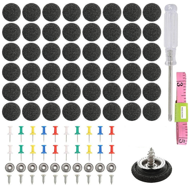 Set de reparare plafon auto Heckermann  100 piese  negru  include suruburi si unelte