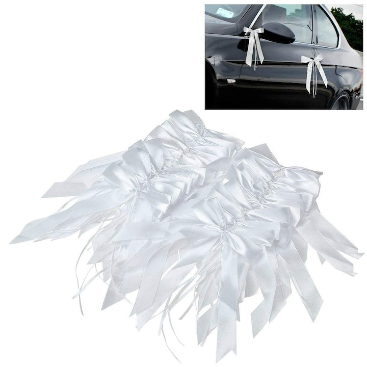 Set 100 funde satin albe 20.5x11cm decor petrecere nunta masina