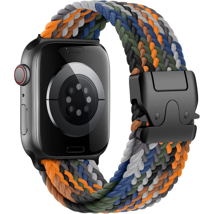 Curea ceas pentru Apple Watch 10/9/8/7/6/5/4/3/SE/2 - 42/44/45/46/49MM  Inhwatek  nailon elastic  ajustabila  atarama de parasuta  Camuflaj