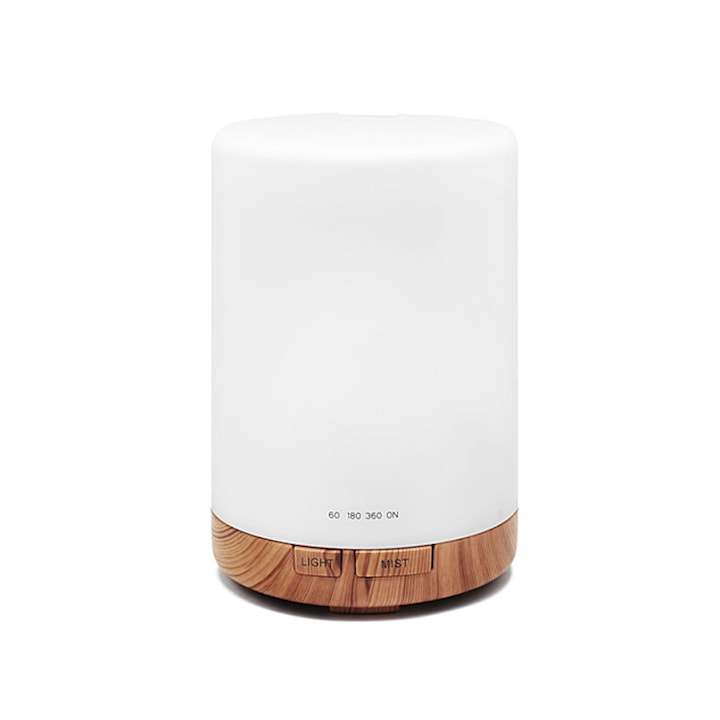 Essential Oil Diffuser Aromatherapy 7 Colors LED Lighting Auto Shut-Off Timer 300ml Light Brown