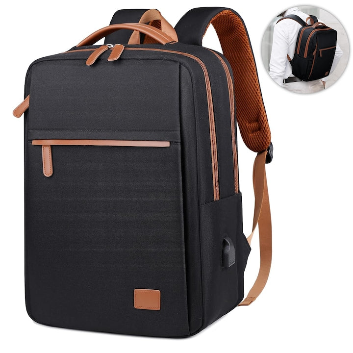 Wacorresi Multifunctional Backpack, Unisex Travel Backpack, Waterproof, with USB Port, 42x31x14cm, can be used for Business Trips, Travel, Commuting, Multi-compartment design, Black