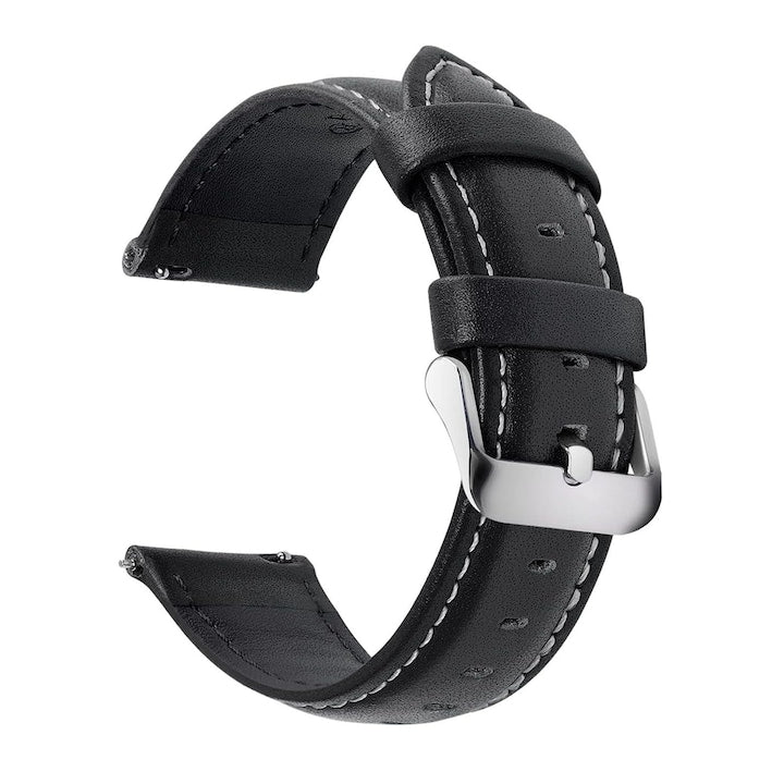 Asskanaer - Curea ceas piele naturala  Curea piele  Piele top grain  Impermeabil si rezistent la mirosuri  Cu instrument de eliberare rapida  Clasic  inchizatoare Argint  Pentru barbati si femei  Material piele de vaca  20mm  Negru 12 rate cu 0% dobândă
