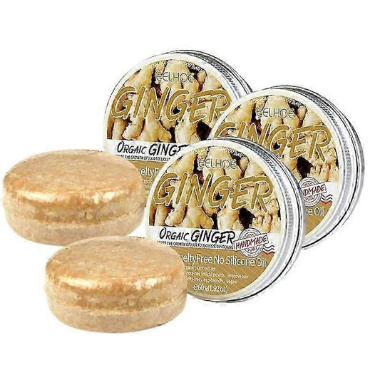 Set 3 sapunuri pentru par cu ghimbir  60g fiecare  stimuleaza regenerarea parului  controlul uleiului  70g