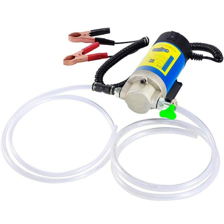 12V Electric Oil Transfer Pump, Rqiurpn 100 W, 3 Pipes, 2-3L/min, Compact, Copper Motor, for Diesel and Engine Oil