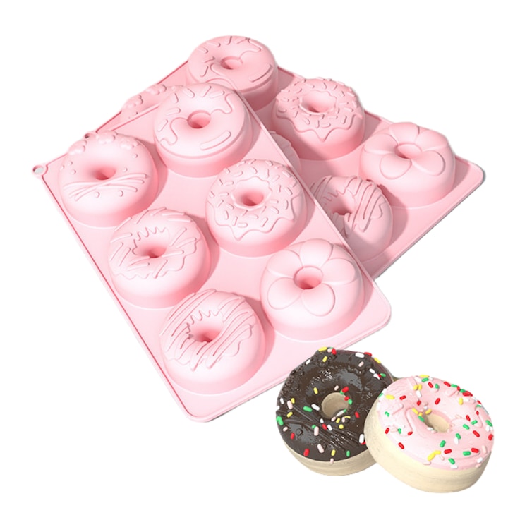 Set 2 forme pentru gogosi  Fantasy  6 compartimente  Silicon de calitate alimentara  Rezistent la caldura si fara BPA  Pentru a face gogosi  prajituri  fursecuri  briose  ciocolata  27 x 16 x 3 cm