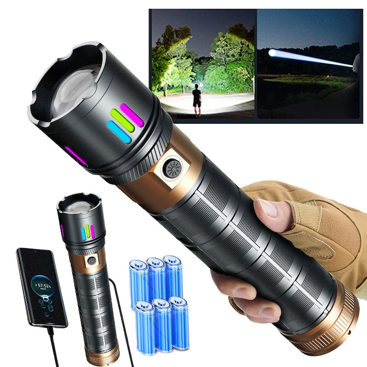 Lanterne reincarcabile - Lanterna LED de 18000 lm  lumenuri mari  5 moduri Lumina Toch Super puternica Distanta lunga de 3280ft Lanterna rezistenta rezistenta la apa pentru urgente la camping