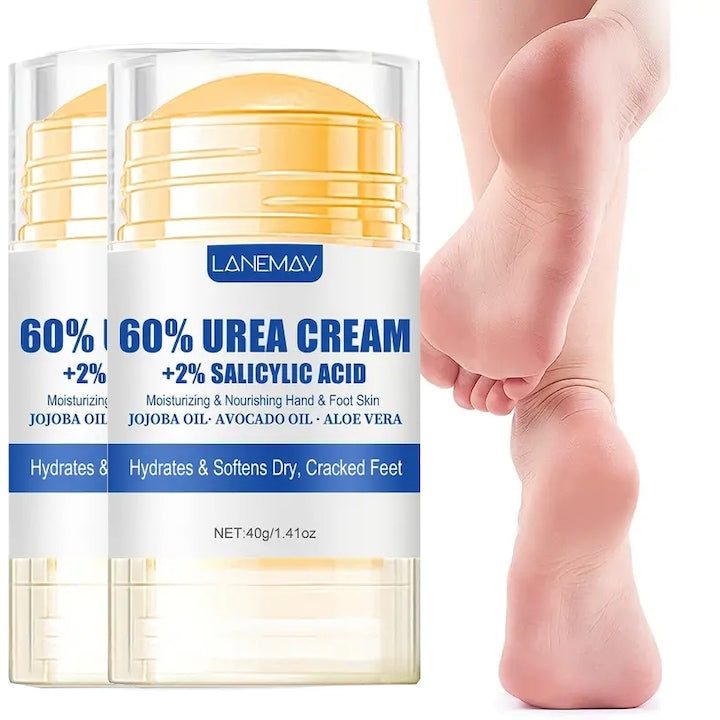 Crema cu uree 60% pentru calcaie crapate si piele uscata - Crema hidratanta pentru picioare cu absorbtie rapida pentru picioare  maini si corp - Crema de picioare cu uree (2 bucati)