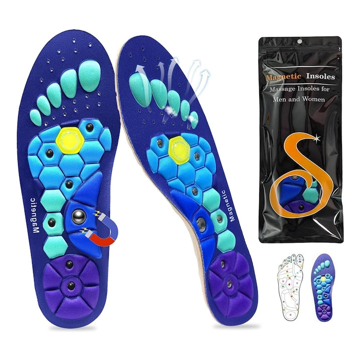 Set 2 Branturi Magnetice  Reflexoterapie  Stimuleaza Metabolismul  Masaj  Dezodorizante  Anti-Alunecare  Uscare Rapida  Respirabile  Unisex  Talpici Magnetice de Alergare  M  Lunniquee®  Multicolor
