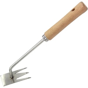 Unealta manuala pentru buruieni  otel inoxidabil  maner lemn  mica  30x5cm