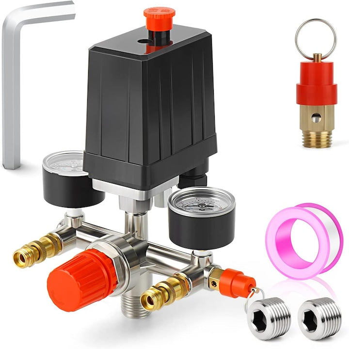Kit presostat pentru compresoare  220 V  12 bar presiune maxima  aluminiu