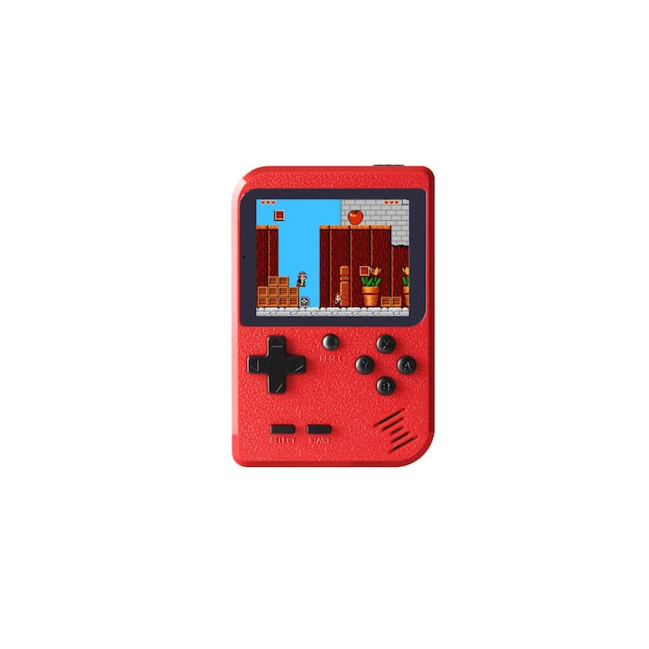 Consola Retro Gaming cu 400 de jocuri  Conectare TV  Cablu AV  ecran LCD  incarcare Micro-USB  Rosu