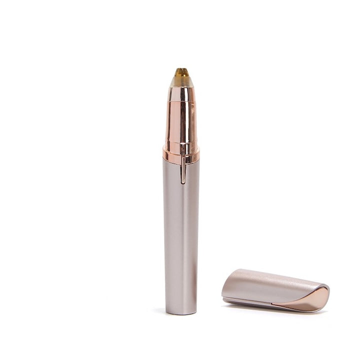 Aparat multifunctional electric pentru modelarea sprancenelor. Aparat de ras si tuns cosmetic automat  poate rade sprancenele  parul din nas  axile etc. 13*2cm. Culoare auriu sampanie. 1 bucata
