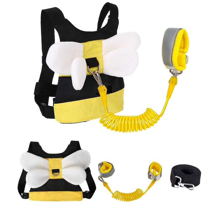 Ham Pentru Copii 2 IN 1  ZGGZERG  Ham pentru copii  Cu Velcro  Albina forma  Ajustabil  Unisex  Rotire de 360 de grade  Puternic si flexibil  Anti-pierdut  Aliaj  Cureaua tricotata  Spuma  20*20cm  Galben