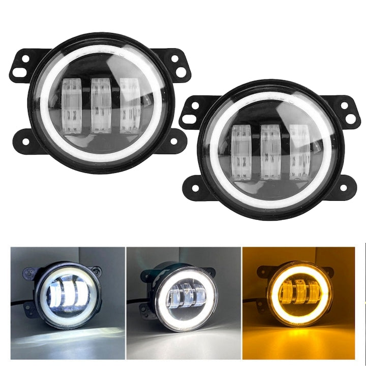 Set of 2 LED Auto Projectors Fantasy Offroad Work Lights 30W 12-24V IP68 1500 Lumens 4 inch Plug-and-play Auxiliary Spotlights Mini Fog/Driving Lights for Jeep Wrangler Harley-Davidson Jeep SUVs and various other models