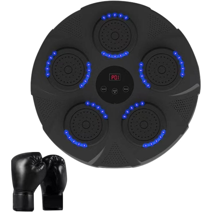 Aparat de box cu LED  interactiv  senzor inteligent  Bluetooth  Incarcare USB  set cu manusi pentru adulti