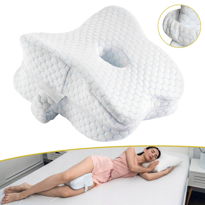 Memory Foam Knee Pillow for Side Sleepers - Hip Pain - Leg Pillow - Support for Sciatica, Back, Knee, and Joint Pain Relief - Pillow