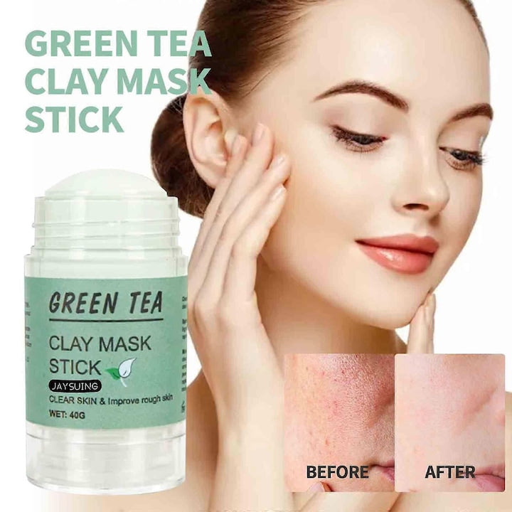 Маска за лице стик с екстракт от зелен чай 40гр, дълбоко почистване, премахване на черни точки, хидратираща, подходяща за всички типове кожа
