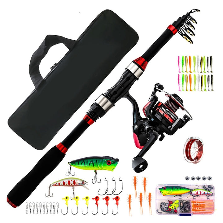 Set lanseta telescopica Duueyct  mulineta  geanta  accesorii  portabil