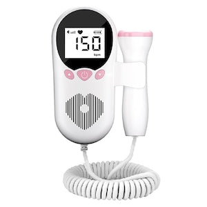 Monitor Fetal Doppler Pentru Gravide  Monitorizare Functii Vitale Fat  LCD  Sonda Sensibila  Dimensiuni 3.0x3.0x1.5cm  Alb/Roz