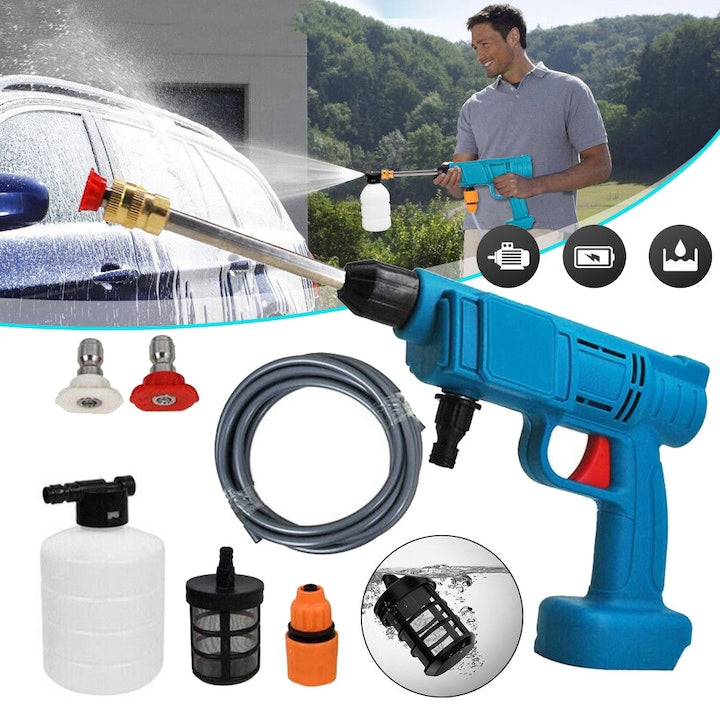 CHOOLY Portable Cordless Pressure Washer, 30 bar, 200W, complete set with 2 nozzles and 5m hose
