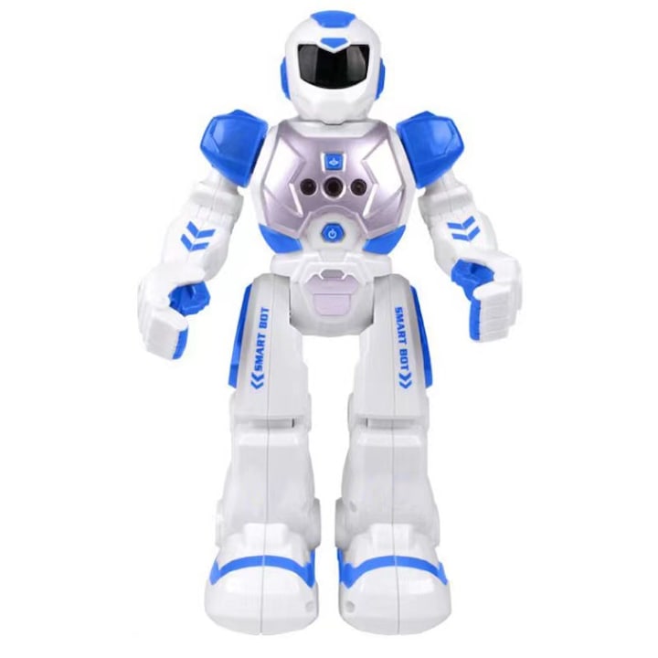 Robot interactiv cu telecomanda  Rqiurpn  programabil  alb-albastru  12.8x9.5x29cm  set cu telecomanda