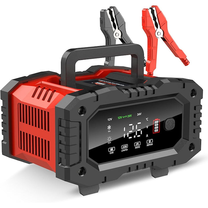 Redresor auto profesional  Rqiurpn  digital cu microprocesor  functie pornire  Protectie multipla  multiple moduri  12V24V  functie reparare prin impulsuri  Switchmode  LCD  auto  moto  camion  barca