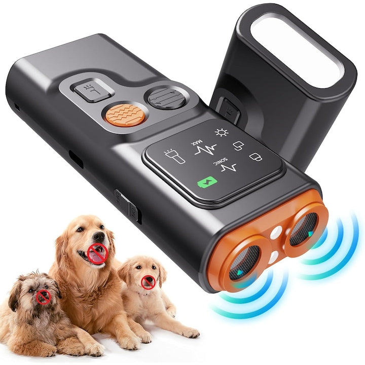 Aparat cu ultrasunete impotriva cainilor agresivi  cu lanterna si laser  portabil  pentru exterior