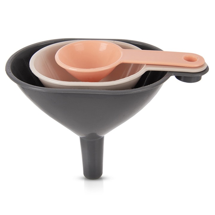 Set Of 3 Funnels Orion 8.5X4 / 10X5.5 / 11.5X7 cm Plastic Material Comfortable Handle Multicolor Dishwasher Safe Universal Use