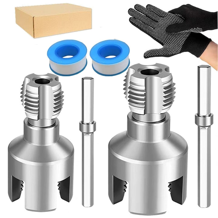 Cap filetat tevi  nelte de reparare filet PVC/PPR filet 1/2"-3/4"  Aliaj + plastic  Durabil si compact  instrument de taiere a filetului de teava cu functie dubla pentru reparatii la domiciliu  YQLAFT  argintiu