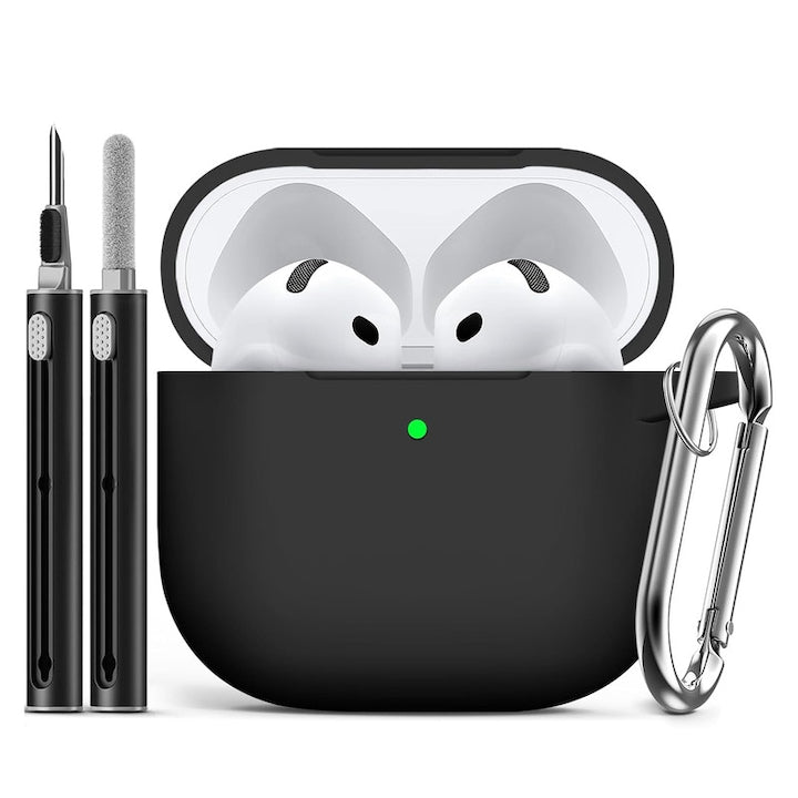 Husa pentru AirPods 4  Cu stilou de curatare  Cu carabina  Negru