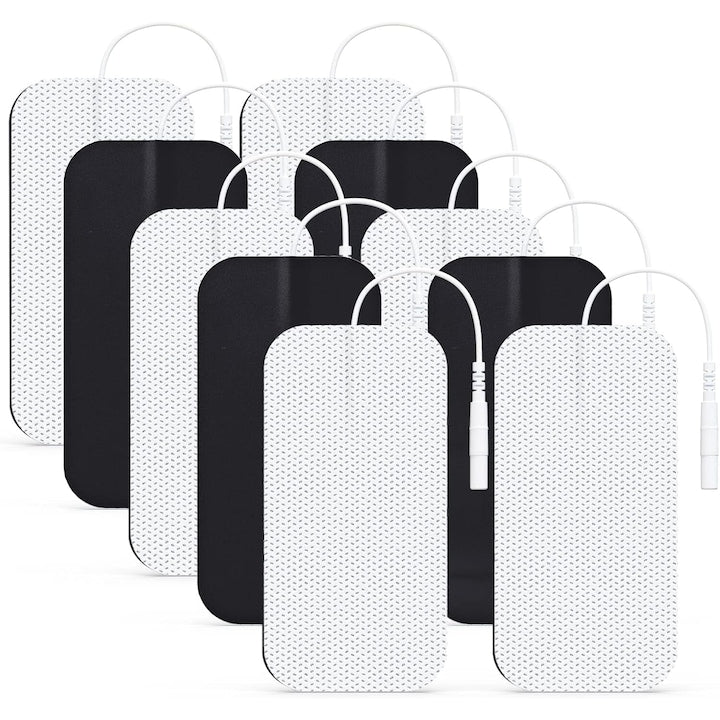Set 10 de electrozi gel autoadezivi  Placute reutilizabile compatibile cu TENS  EMS  5x10 cm  Alb