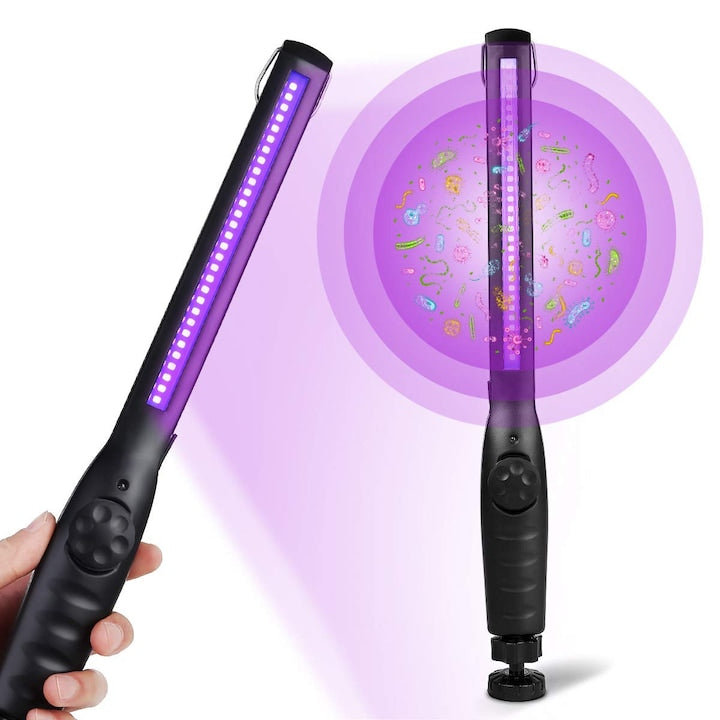 Lampa dezinfectanta cu lumina UV de calatorie  dispozitiv de dezinfectare a locuintei  lampa UV portabila WALALLA  reincarcabila prin USB  carlig incorporat si design magnetic (negru)