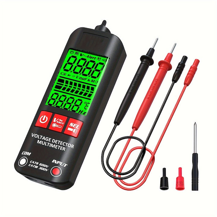 Smart Digital Multimeter with Flashlight, Non-Contact, Fast and Accurate Voltage, Current, Resistance, Continuity, and Temperature Testing, Live Wire Alarm, Durable and Safe, Battery Powered, WALALLA