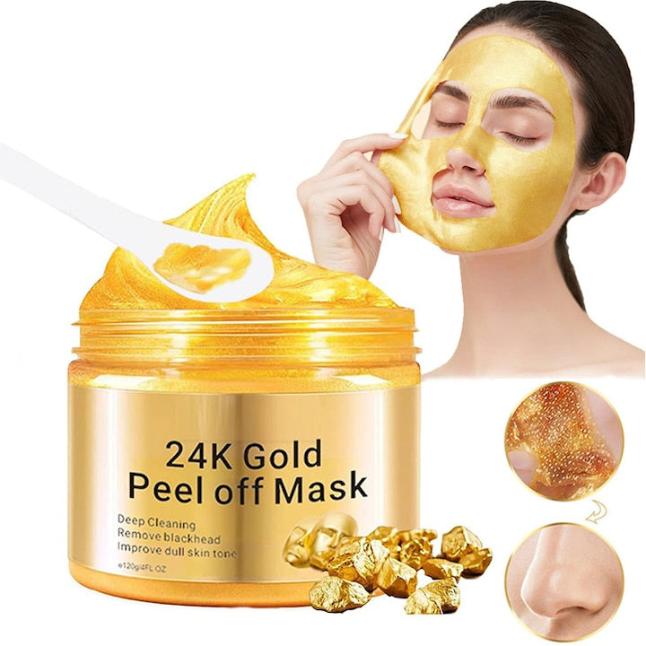 Masca peel-off din aur de 24k  masca anti-imbatranire pentru hidratare si anti-imbatranire  lifting facial si fermitate  120 ml