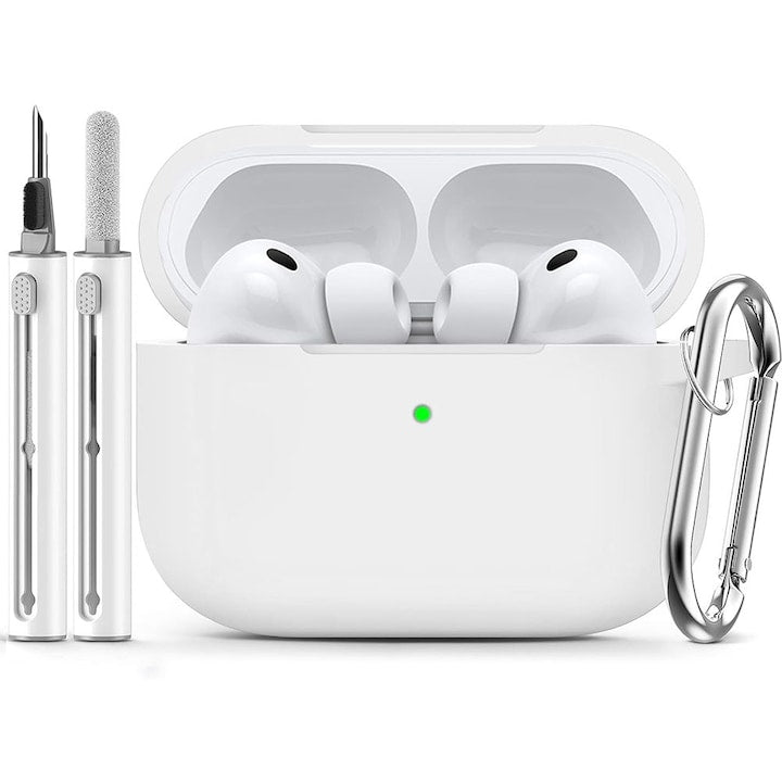 AirPods Pro 3 Case with Cleaning Kit, Silicone Design, Full Protection, White