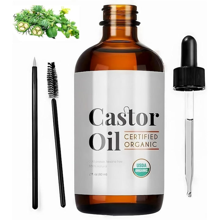 Ulei de ricin organic  hidratare  pentru uz cosmetic  set castor oil pentru Cresterea Parului  Gene  Tratarea Scalpului si Pielii  efecte multiple  stimuleaza cresterea parului  60ml