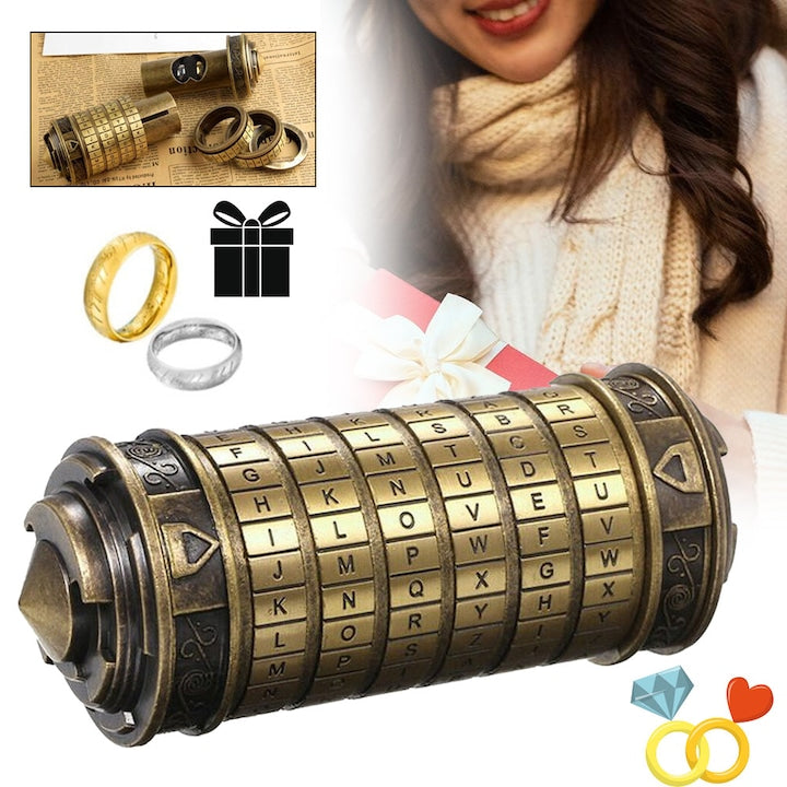 Cryptex Mini Da Vinci Code intelligence game metal 14cm set with rings