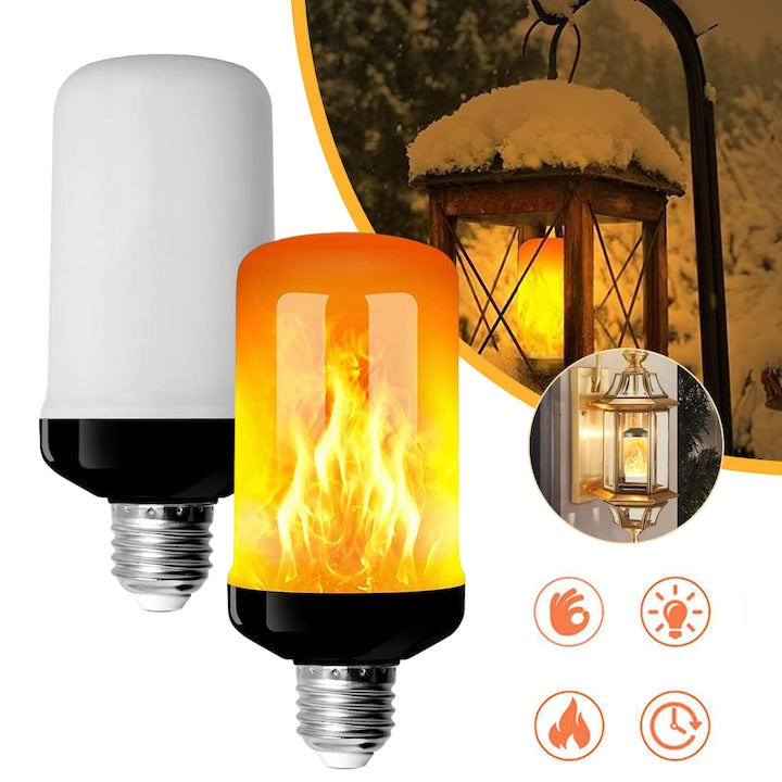 Set 2 Becuri LED E27 cu efect de flacără  putere 2  5W  4 moduri de iluminare  design vintage  negru