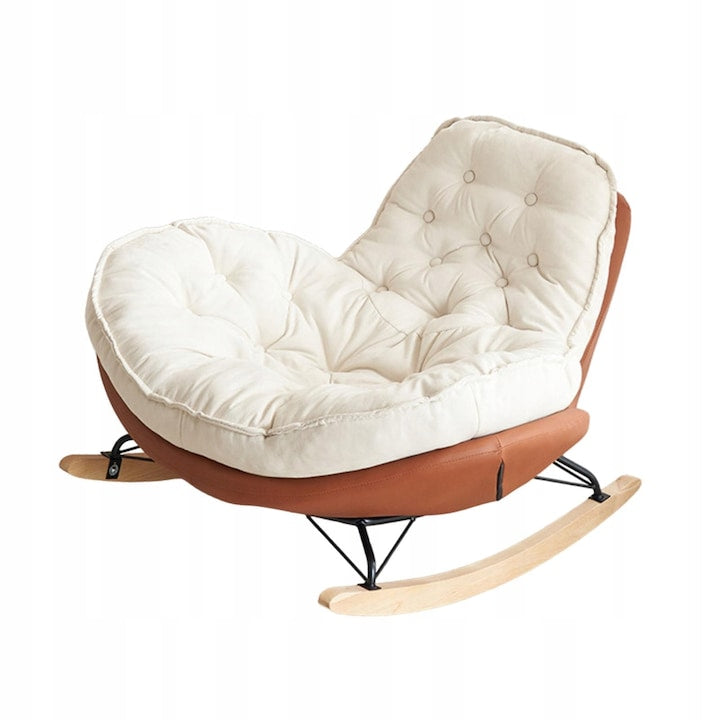 Pingwin rocking armchair (rocking chair) metal frame soft textile upholstery detachable cushion brown/cream 90x90x72cm 1 pc
