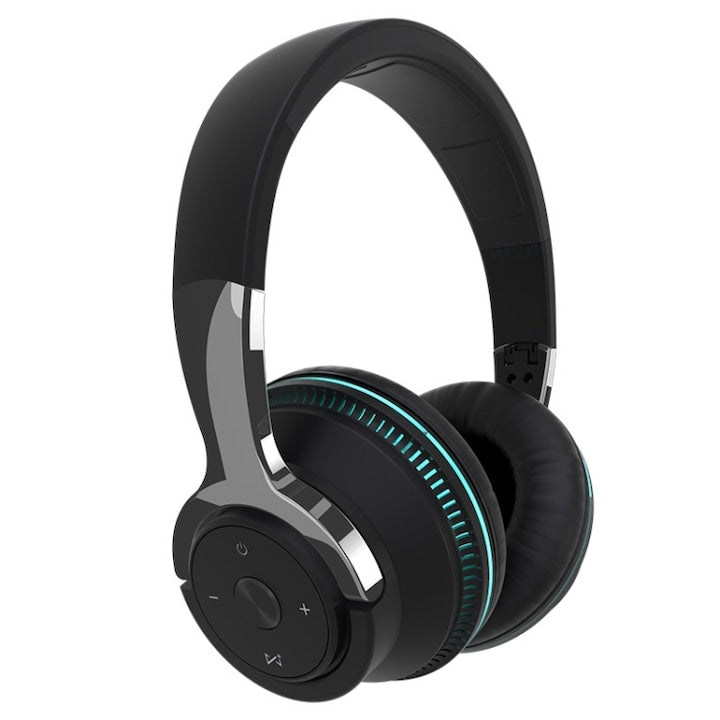 Wireless Over-Ear Headphones, vibrant color, subwoofer sound, foldable and retractable, Bluetooth connectivity, black