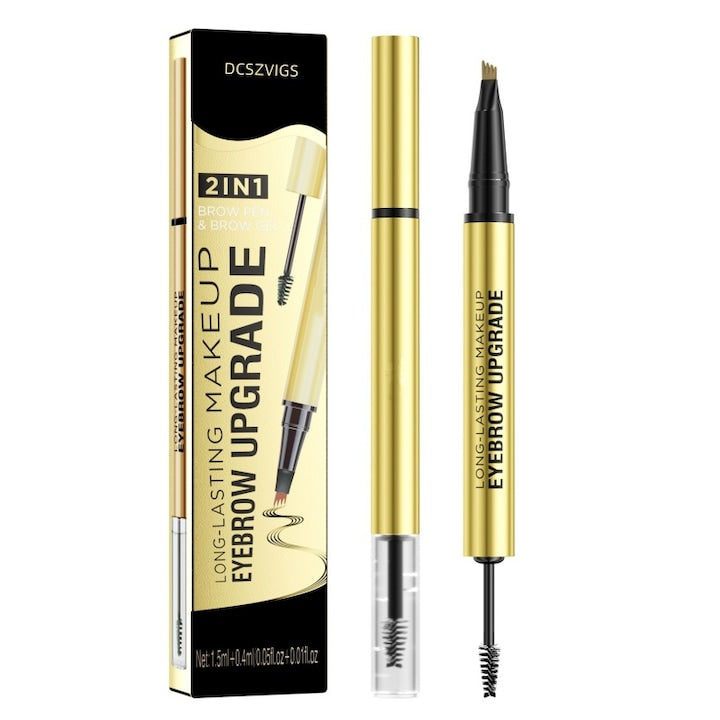 Creion lichid pentru sprancene 2 in 1 3D cu efect de microblading  4 varfuri  definire si modelare  Deep Brown 03#