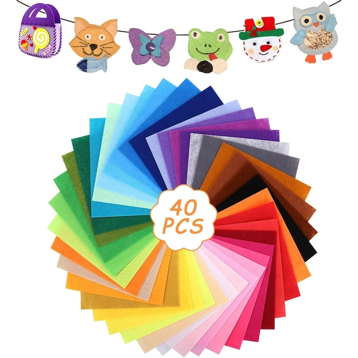 Set 40 fetru  artizanat copii  decoratiunicreative  DIY  30x30cmx1mm  Multicolor