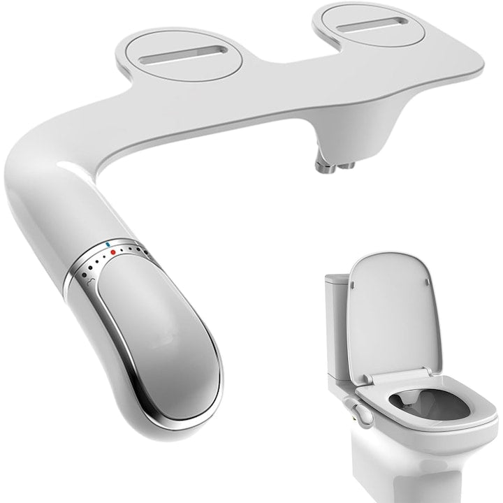 Bideu Pentru Toaleta cu Auto Curatare  Ultra-Slim  Control de Presiune  Unghi Reglabil  Pentru Igiena Personala  cu Spalare  Duze Duble  Alb