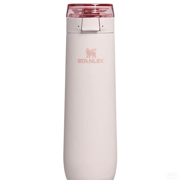 Stanley Thermos Mug 601-700 ml, light pink, double-wall vacuum insulation, flip-top locking lid