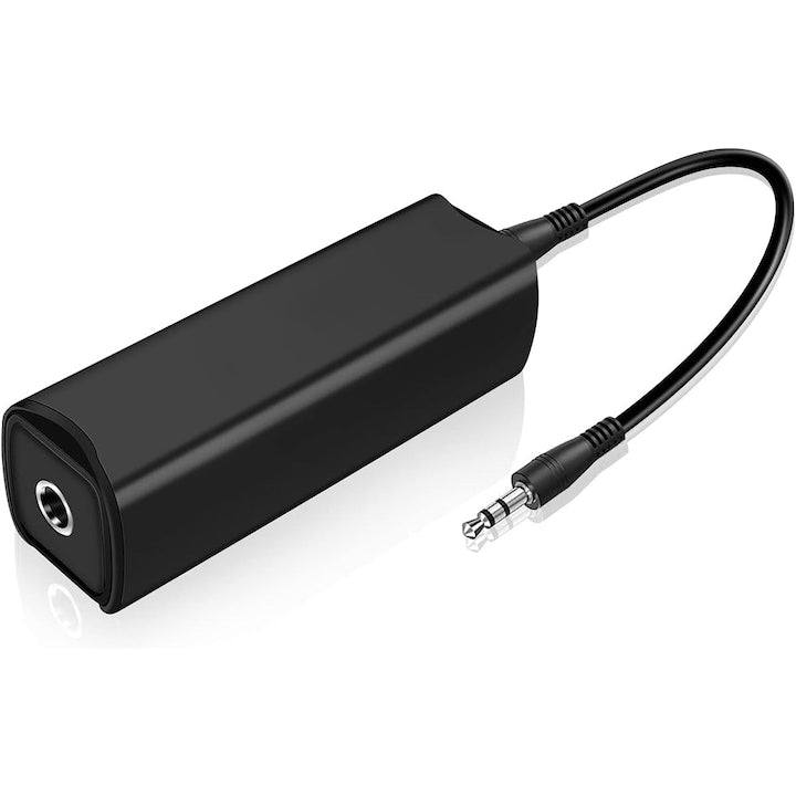 Ground Loop Noise Isolator Audio Adapter, Anti-Interference, for Car/Home Audio System, 3.5mm Jack, Black