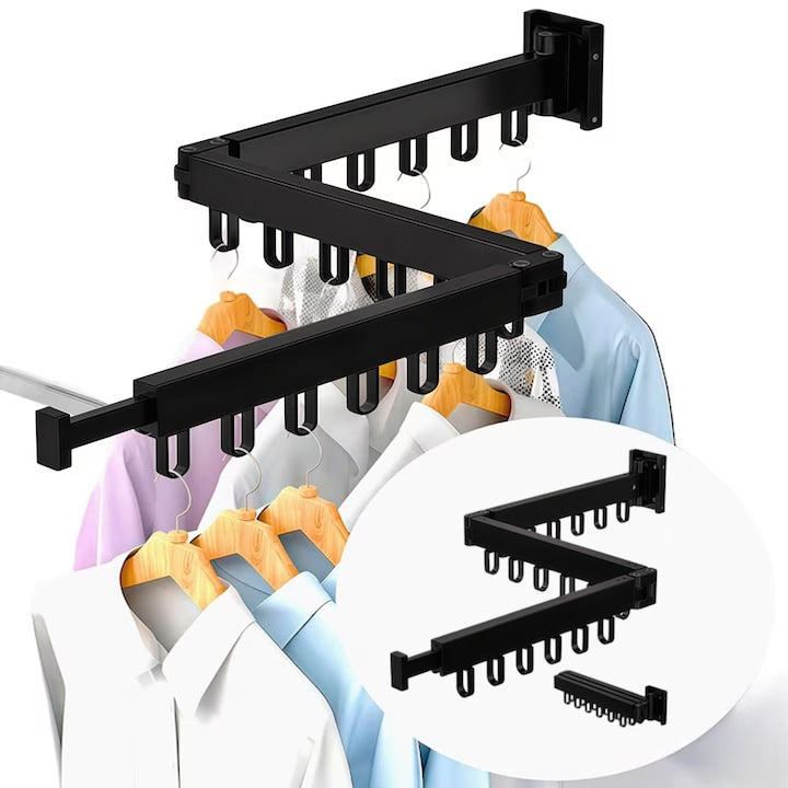 Uscator de rufe Wacorresi  vertical  pliabil  Rugina si rezistenta la coroziune  Retractabil  Cu prindere pe perete  Usor de instalat  Aliaj de aluminiu  120cm  pentru balcon  baie  dormitor  Negru