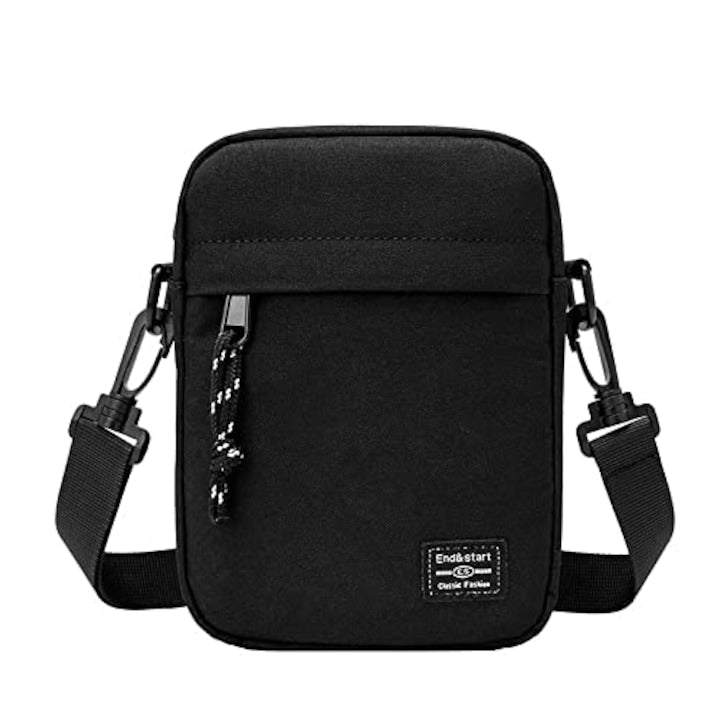 Cafuneplus - Geanta de umar Poliester/Panza  curea reglabila  4.5x13.5x 19cm  Negru