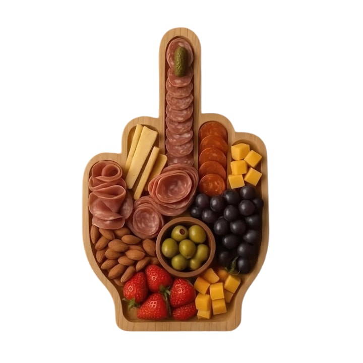 Platou din lemn  placa de aperitiv amuzantaGestul degetului mijlociu  platou de bucatarie  Ideal pentru Aperitive  Fructe  30*19cm  Practic  Durabil  Spatios  Perfect pentru Ziua Indragostitilor sau petreceri pentru adulti  Bucatarie distractiva