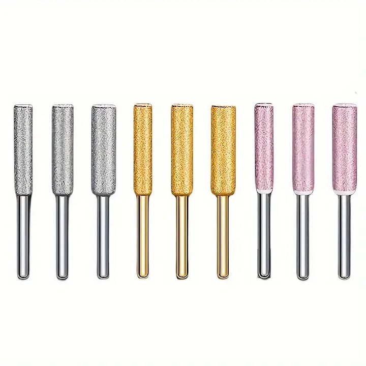Set 9 Piese Piulite Ascutire Fierastrau cu Lant  tija prindere 3 mm  Cilindrice  diametru 4/4 8/5 5 mm  YQLAFT