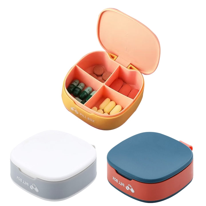 Set 3 Organizator de pastile  PP  7.7 x 7.7 x 2.9 cm  Multicolor